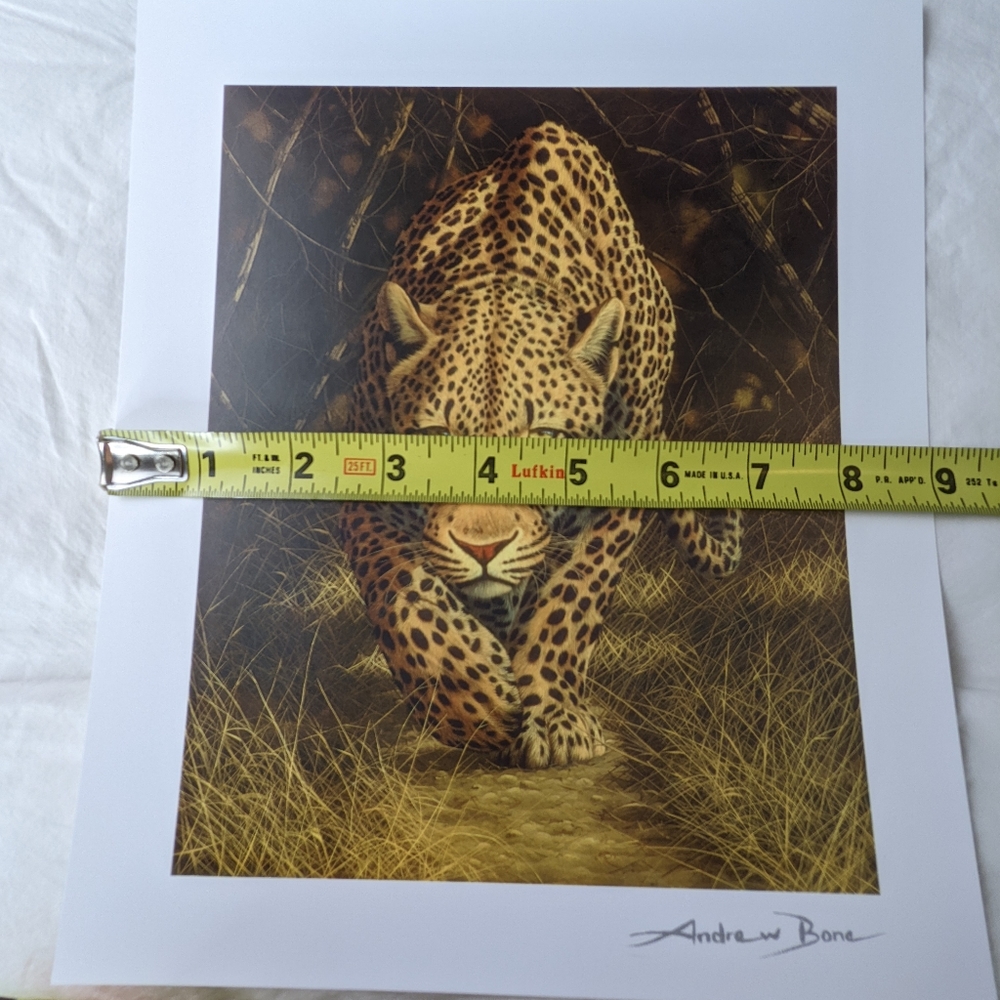 Andrew Bone NWOT African Mystique leopard art print brown black signed - Picture 9 of 9